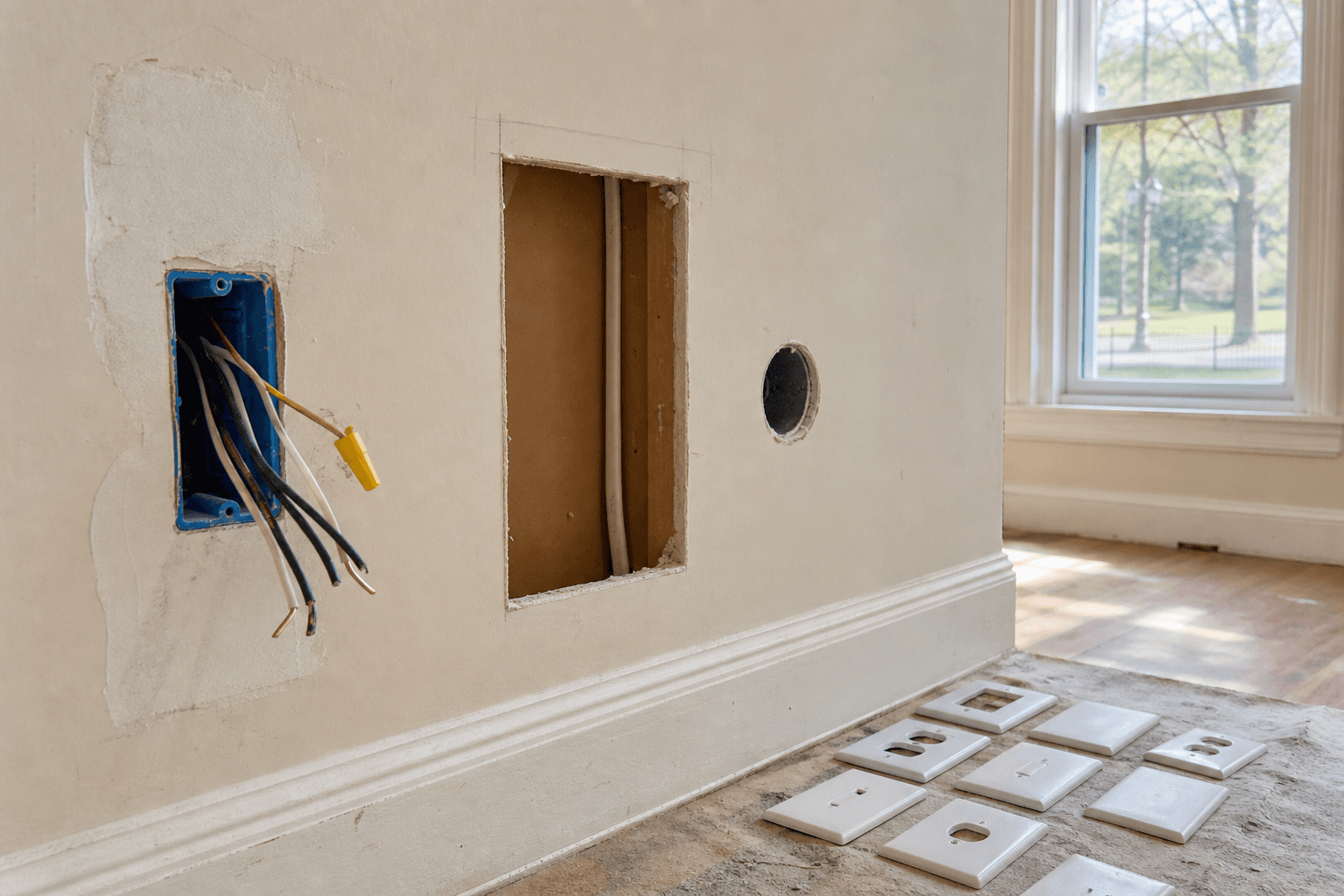Illustrative image: Planning wall repairs after an electrician leaves openings in your walls