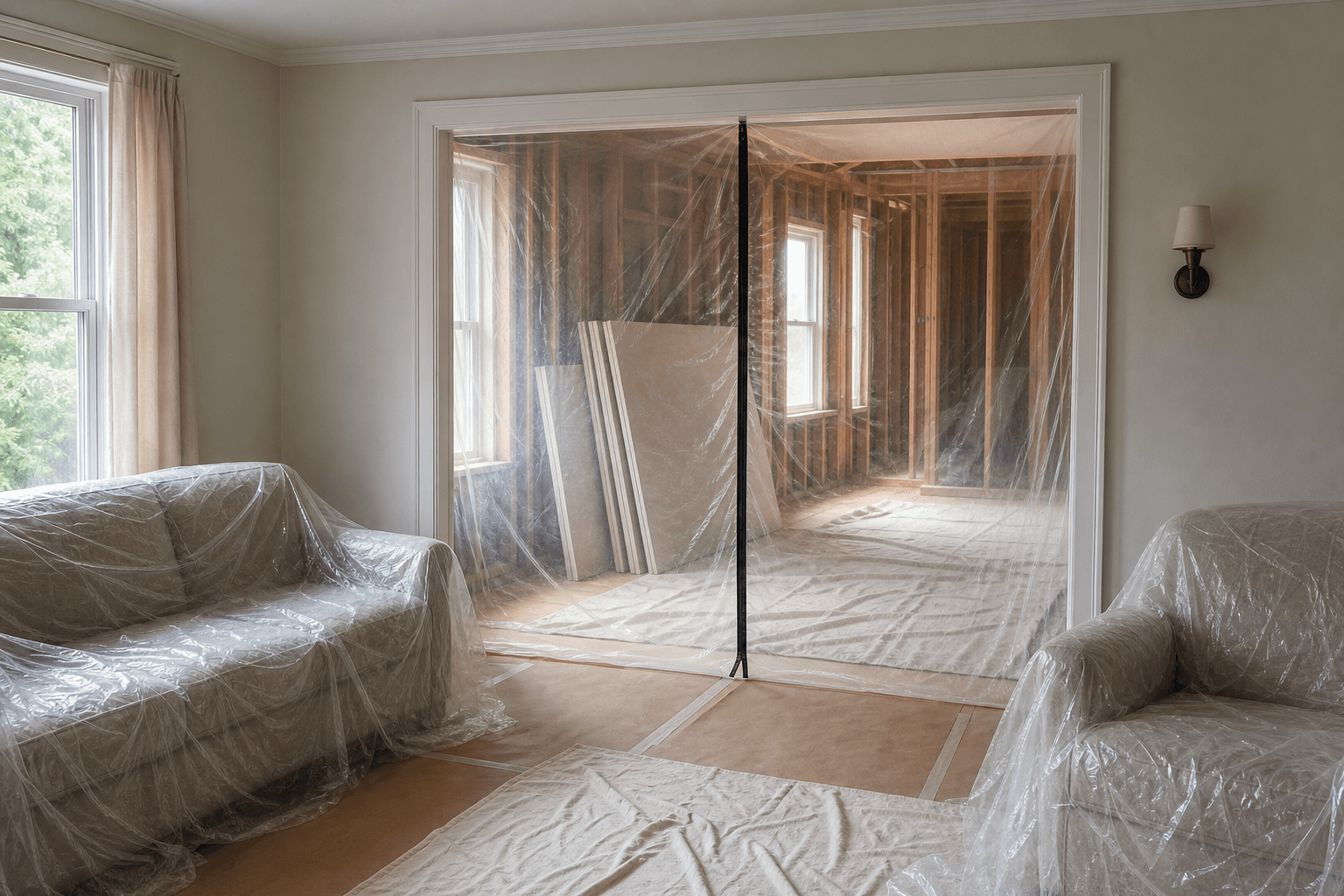 Illustrative image: Replacing old plaster with drywall while you live at home: what the scope should include