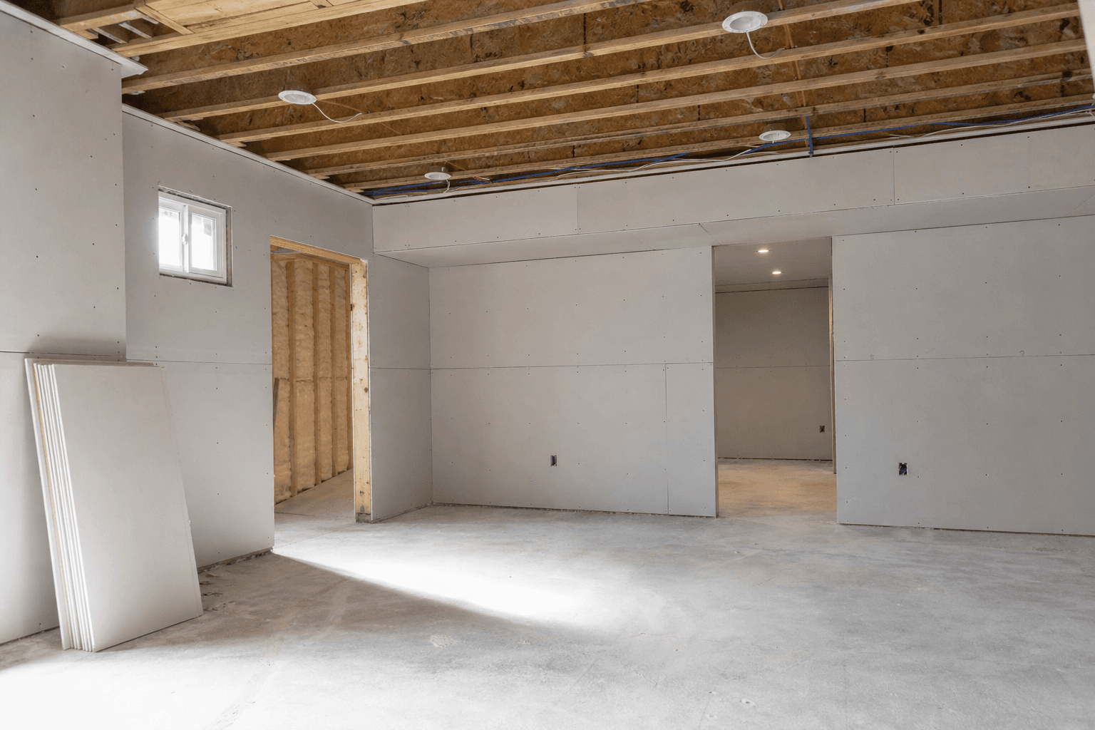 Illustrative image: Finishing only part of your basement? Pin down the drywall scope before you get quotes