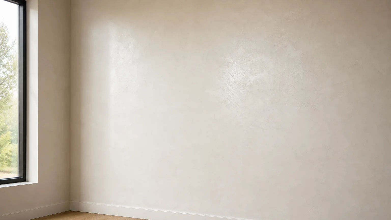 Illustration: A skim-coated wall with an even surface ready for primer