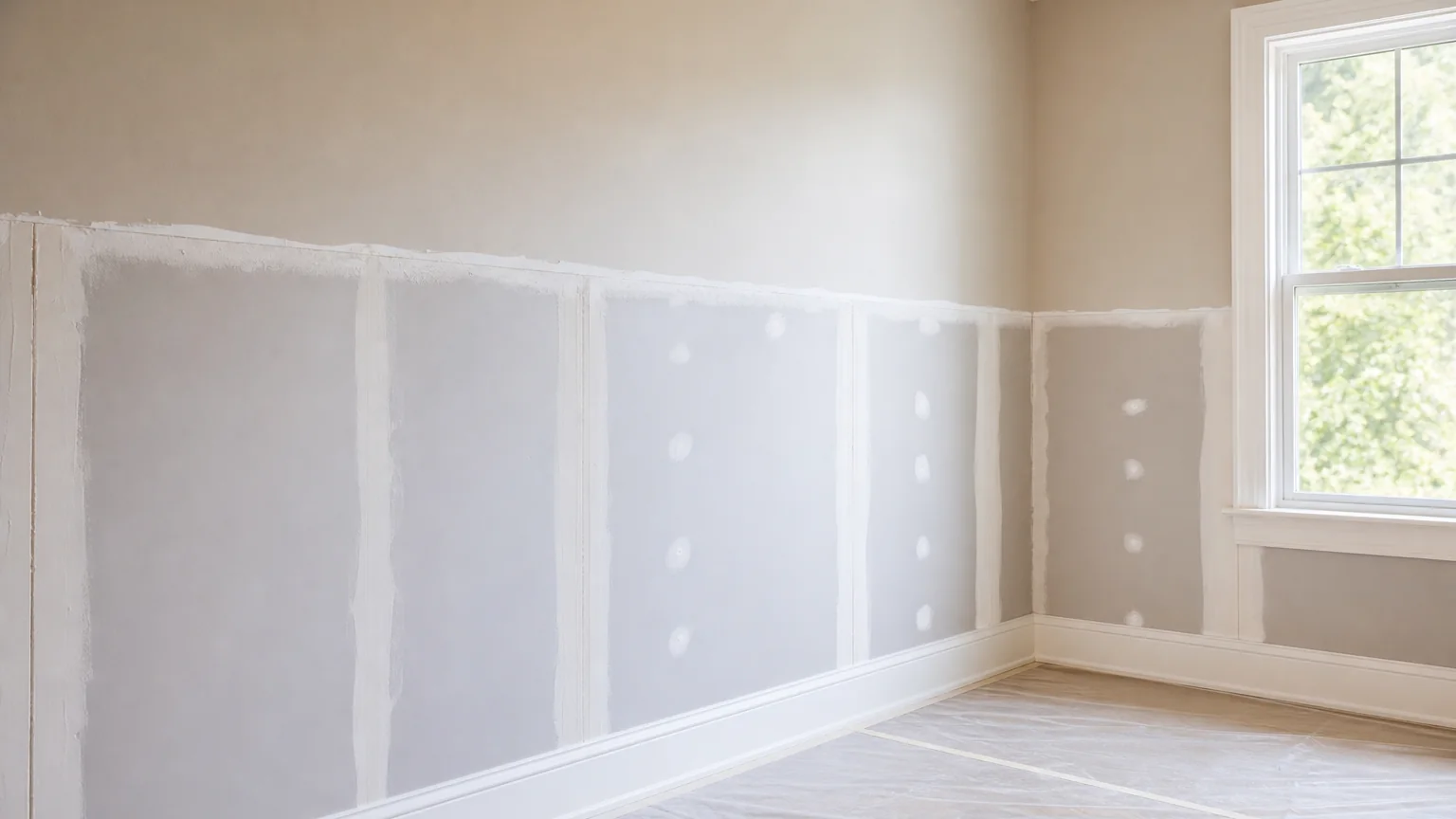 Illustration: Drywall rebuilding after the source of water damage is fixed